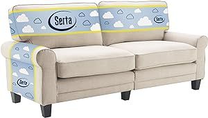 Serta Copenhagen 78" Sofa - Pillowed Back Cushions and Rounded Arms, Durable Modern Upholstered Fabric - Buttercream