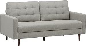 Amazon Brand – Rivet Cove Mid-Century Modern Tufted Apartment Sofa, 72"W, Light Grey