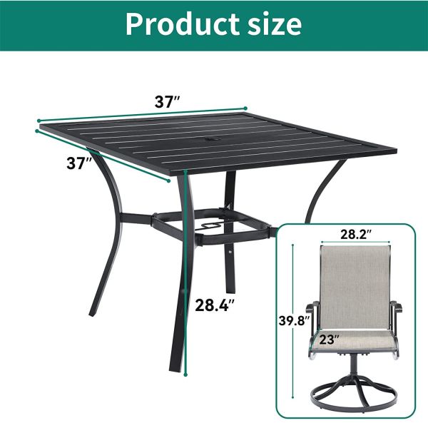 5PCS Patio Outdoor Furniture Dining Table Set Swivel Chairs Lawn Garden Yard