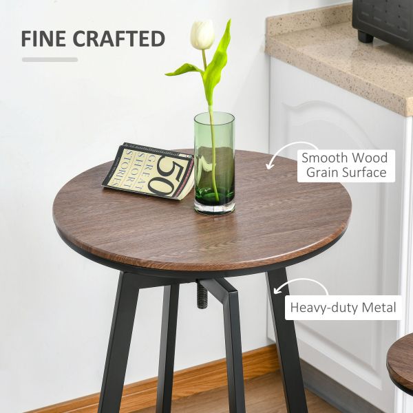 Contemporary Industrial Adjustable Height Indoor 3pc Pub Table with Stools