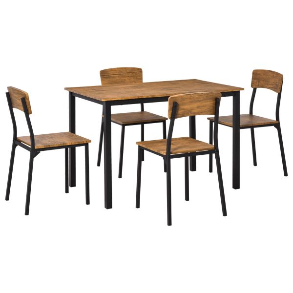 5 PC Contemporary Dining Set Table with 4 Chairs Compact Kitchen Seating