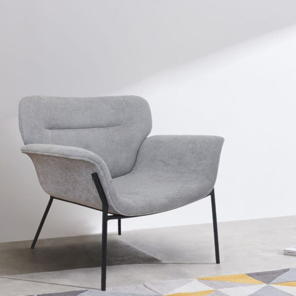 French Upholstered Fabric Leisure Accent Dressing Chair Single Sofa Armchair
