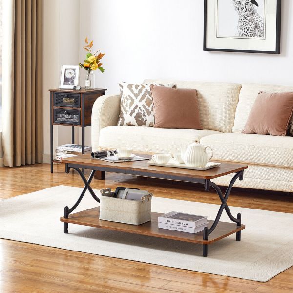 Coffee Table Modern Center Table With Wood Open Storage Shelf For Living Room