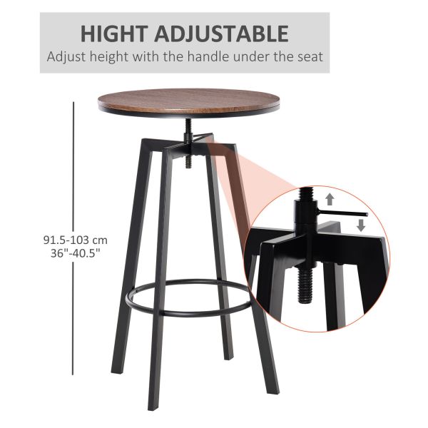 Contemporary Industrial Adjustable Height Indoor 3pc Pub Table with Stools
