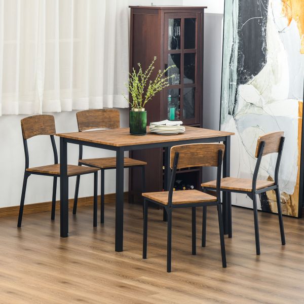 5 PC Contemporary Dining Set Table with 4 Chairs Compact Kitchen Seating
