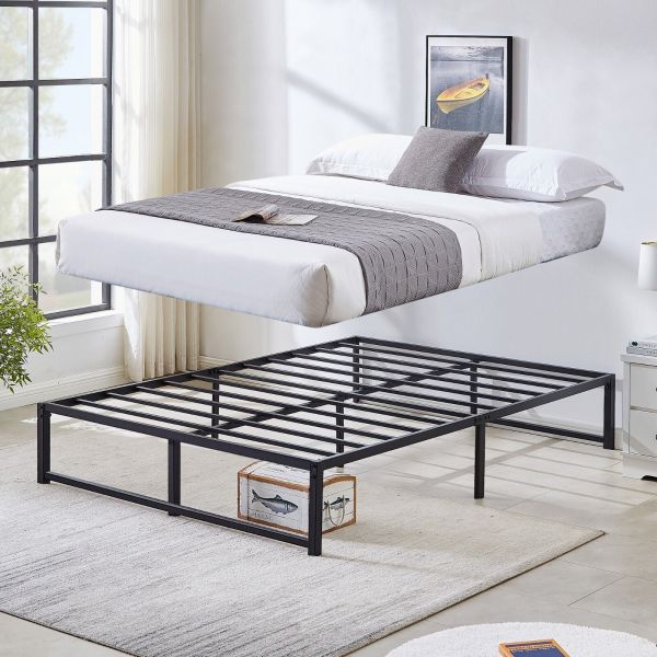 14 Inch Bed Frame Metal Platform Queen Size Slats Support