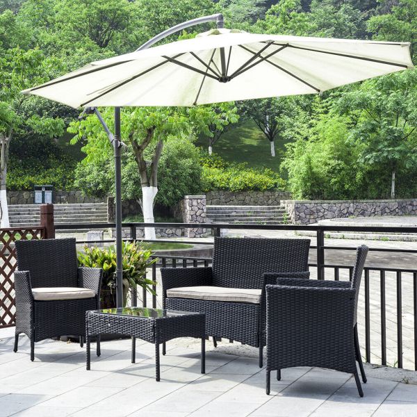 Patio Furniture Set 4 Pcs Outdoor Wicker Sofas Rattan Chair Wicker Conversation