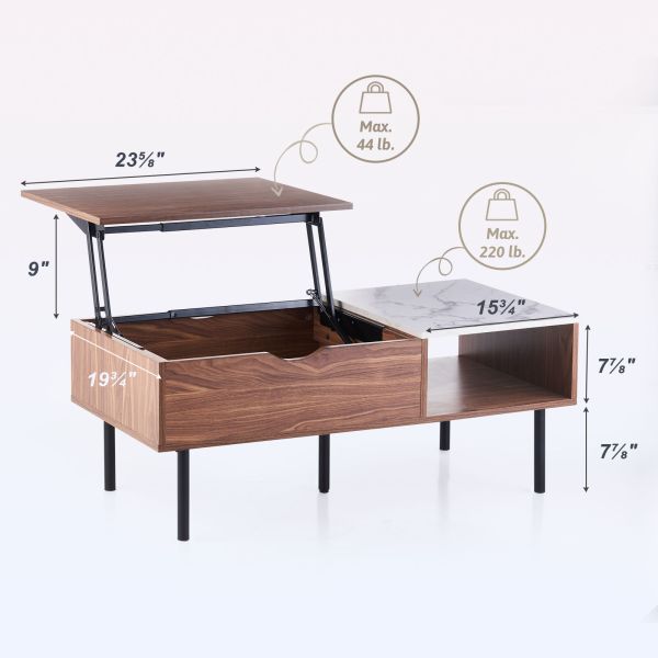 Lift Top Coffee Table with Hidden Compartment Storage Shelf Living Room