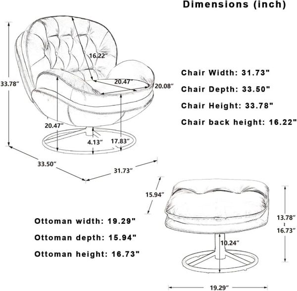 Accent Chair with Ottoman Set Modern 360° Swiveling Lounge Chair Living Room Chair