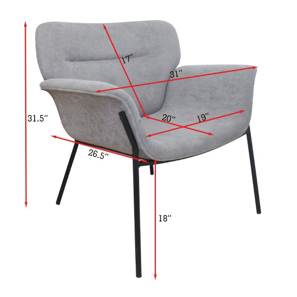 French Upholstered Fabric Leisure Accent Dressing Chair Single Sofa Armchair