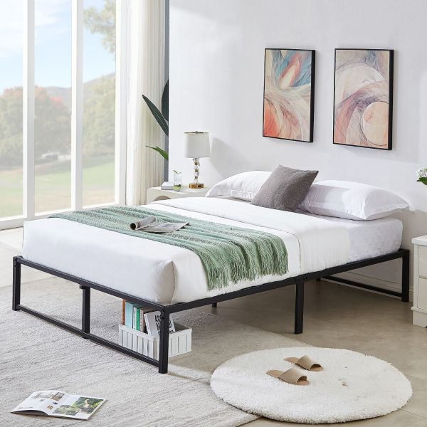 14 Inch Bed Frame Metal Platform Queen Size Slats Support