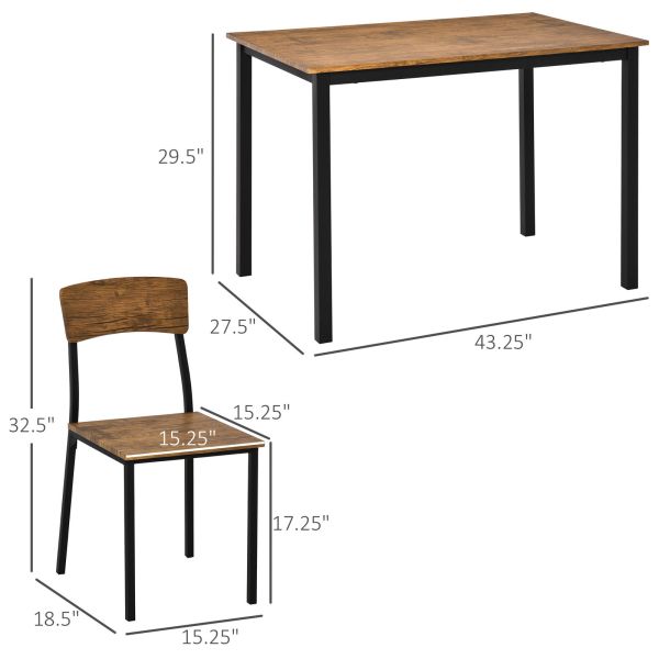 5 PC Contemporary Dining Set Table with 4 Chairs Compact Kitchen Seating