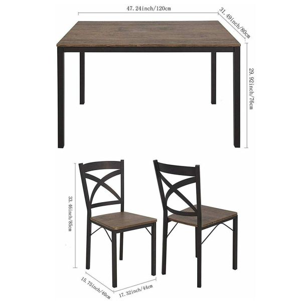 5PC Wood Dining Table Set 4 Chairs Seat Breakfast Kitchen Home Furniture